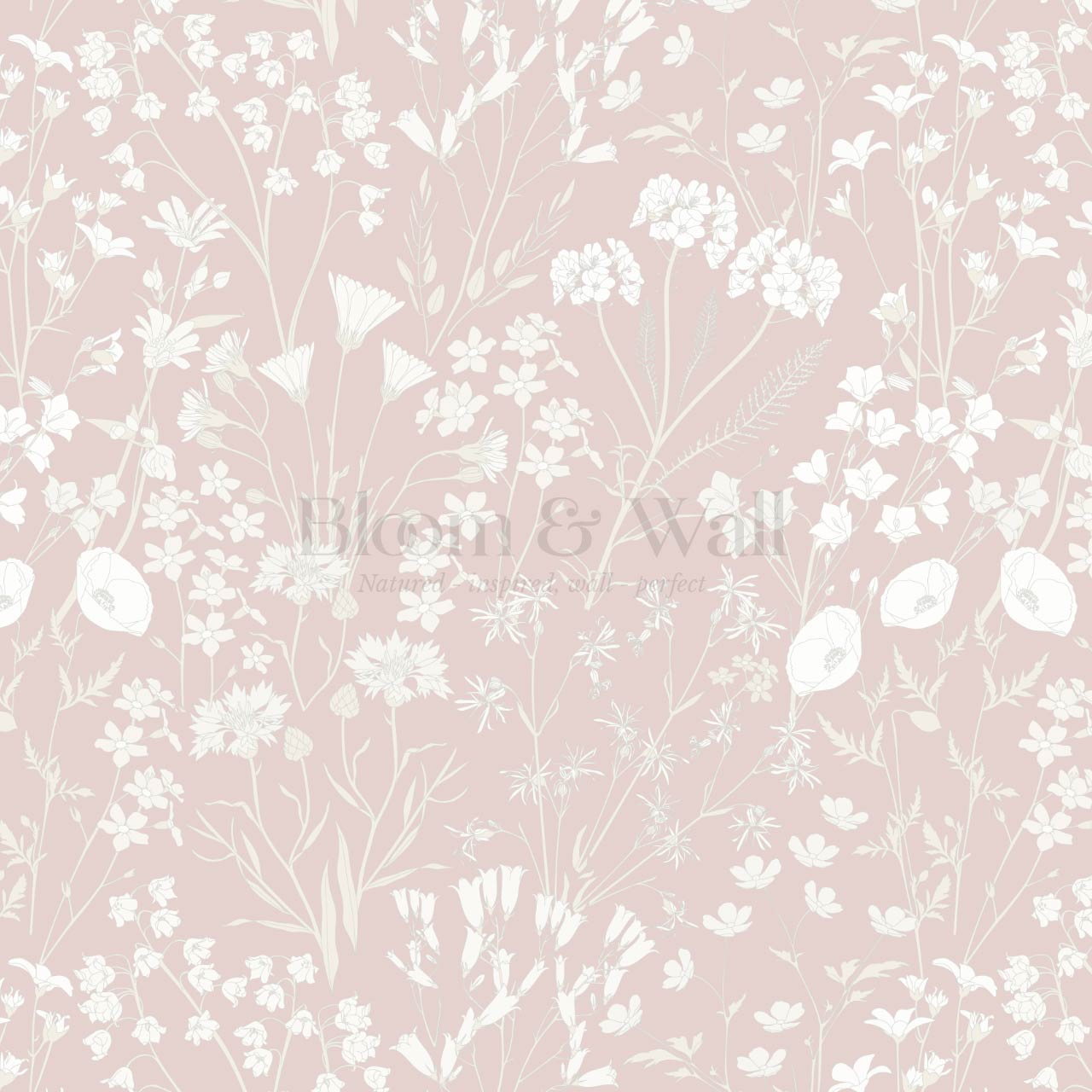 Ene Field Blooms Pink Blush Wallpaper