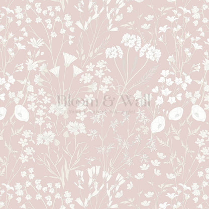 Ene Field Blooms Pink Blush Wallpaper