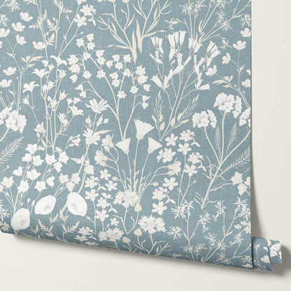 Ene Field Blooms French Blue Wallpaper