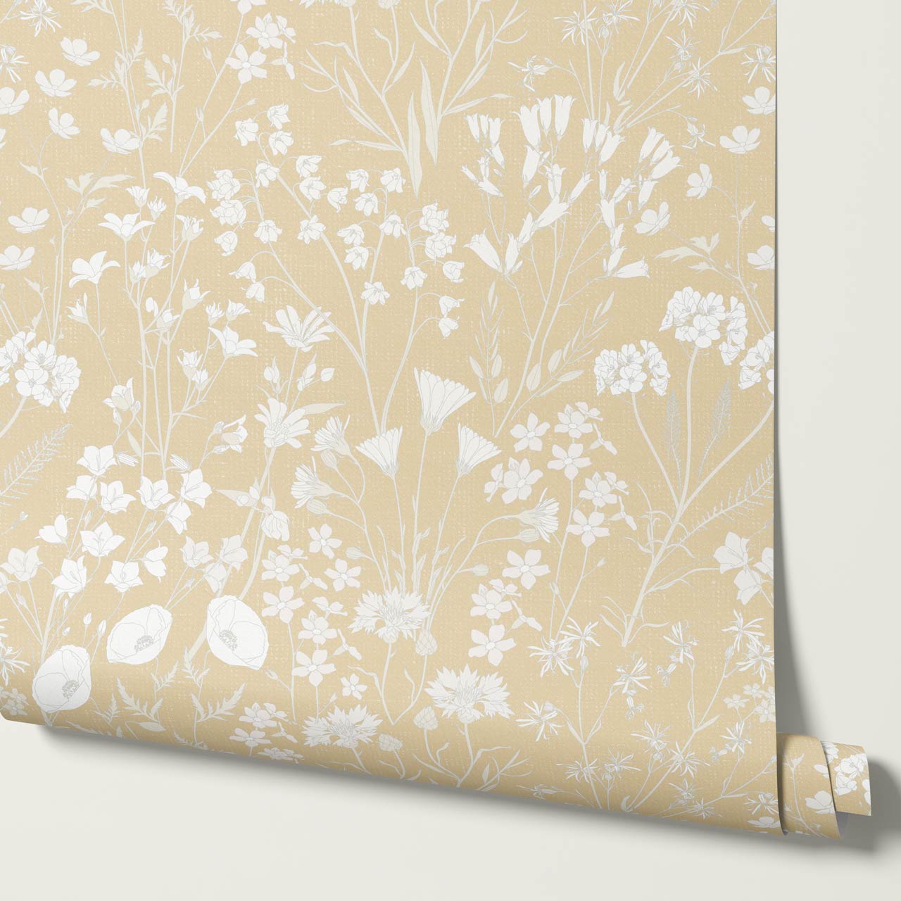 Ene Field Blooms Warm Gold Wallpaper