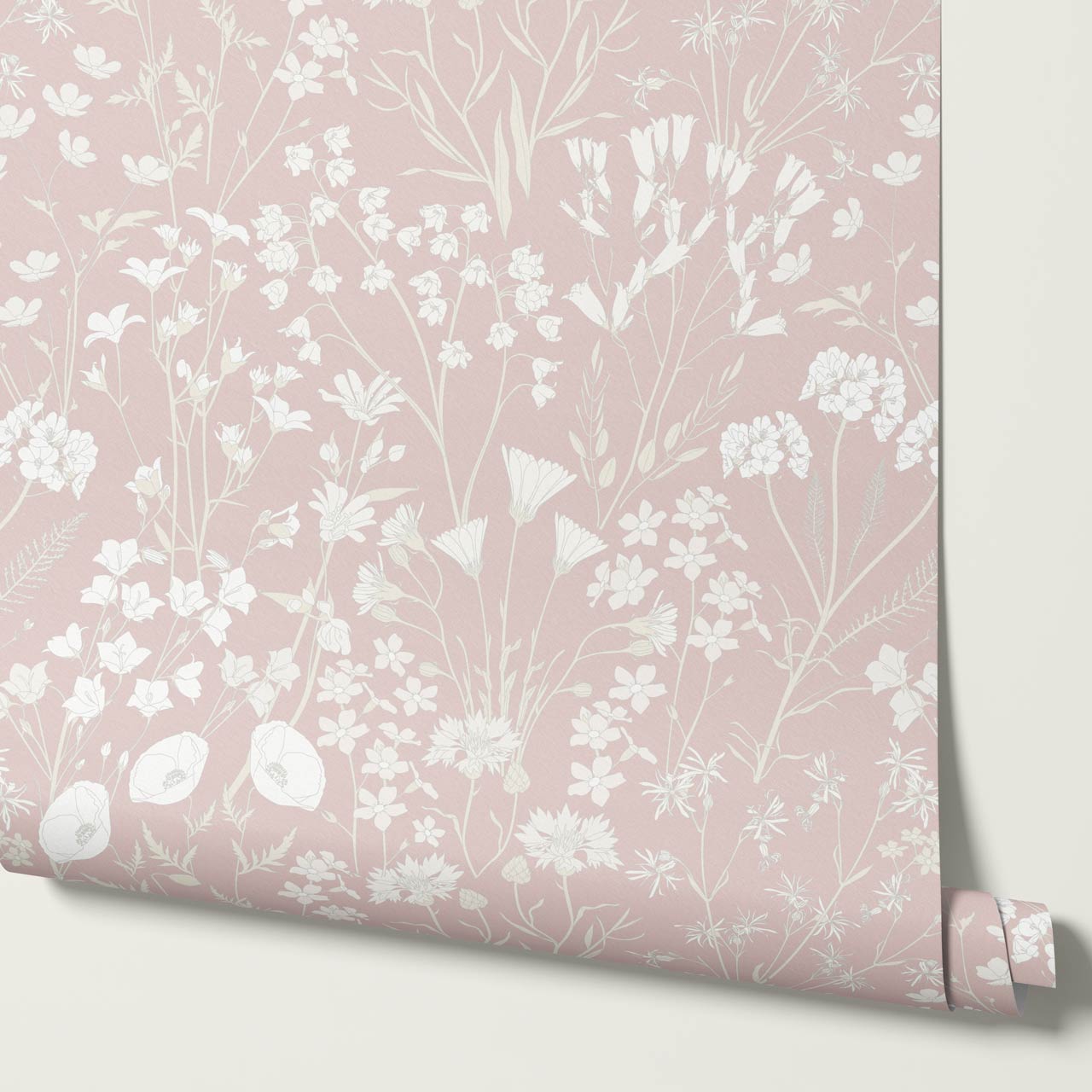 Ene Field Blooms Pink Blush Wallpaper