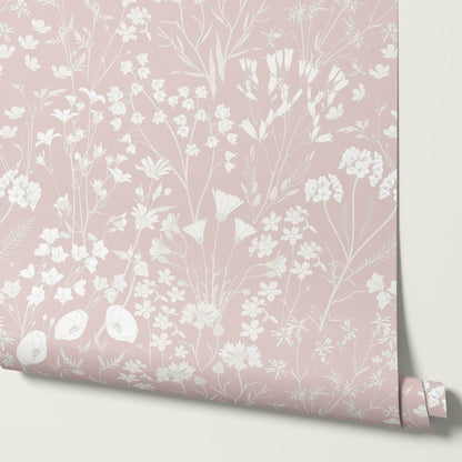Ene Field Blooms Pink Blush Wallpaper