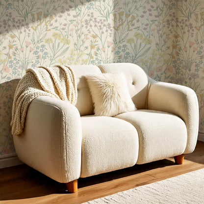 Ene Field Blooms Pastel Cream Wallpaper
