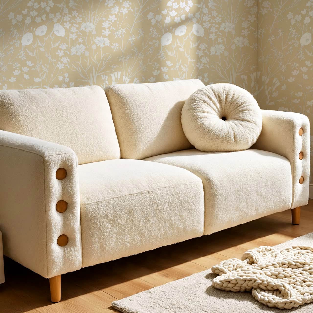 Ene Field Blooms Warm Gold Wallpaper