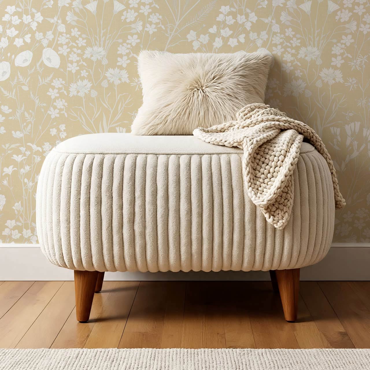 Ene Field Blooms Warm Gold Wallpaper