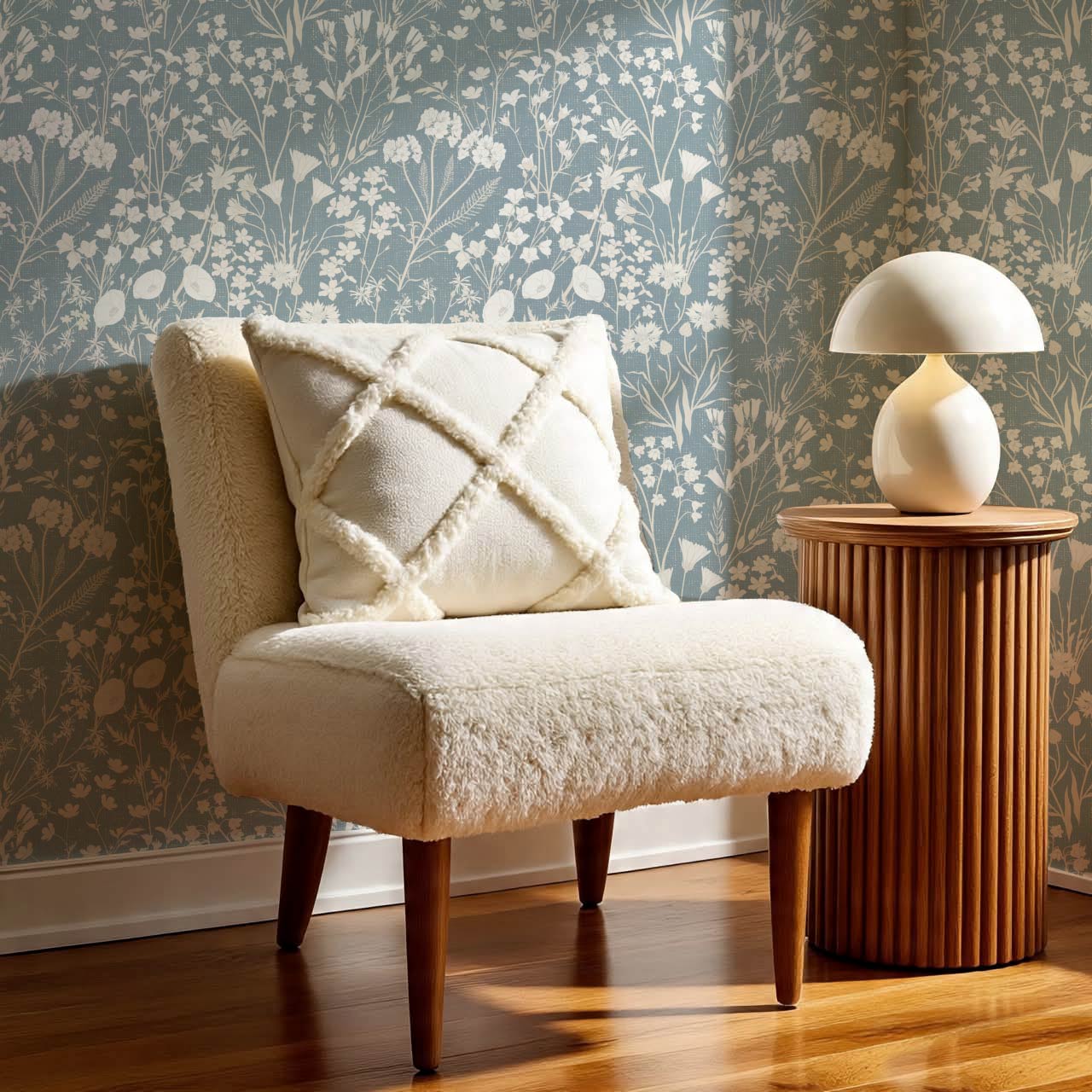 Ene Field Blooms French Blue Wallpaper