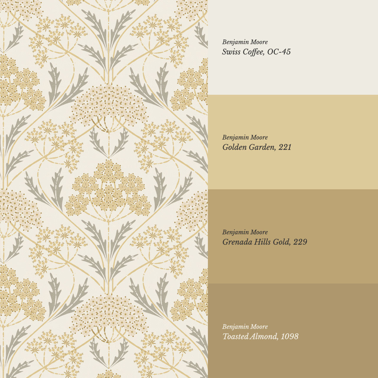 Eolia Vintage Botanical Damask Gold Wallpaper