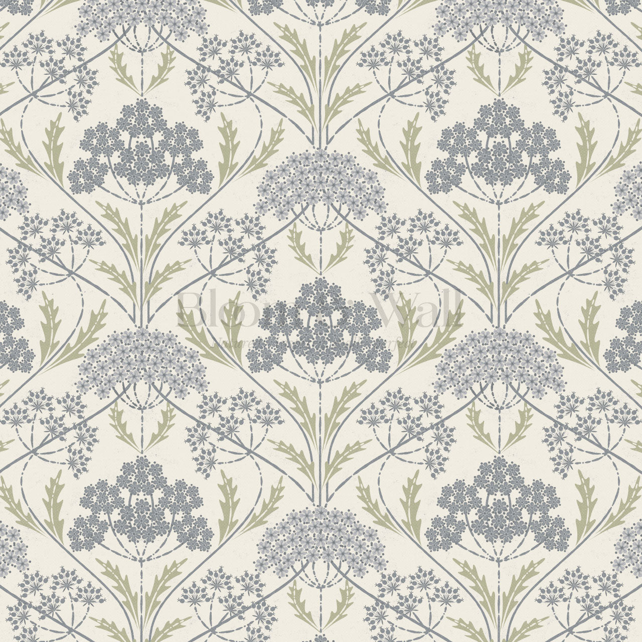 Eolia Vintage Botanical Damask Dove Wallpaper