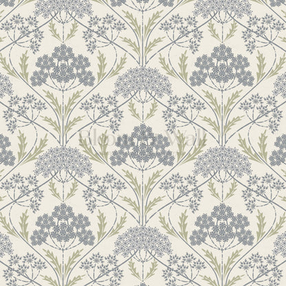 Eolia Vintage Botanical Damask Dove Wallpaper