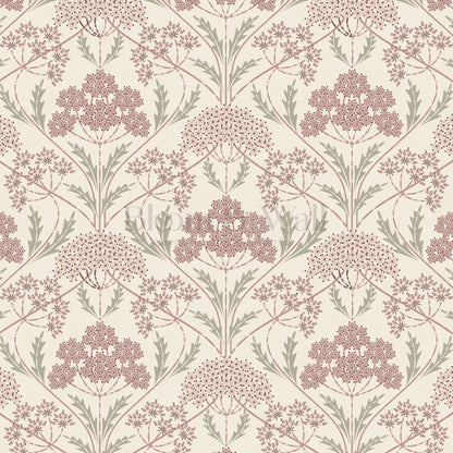 Eolia Vintage Botanical Damask Mauve Wallpaper
