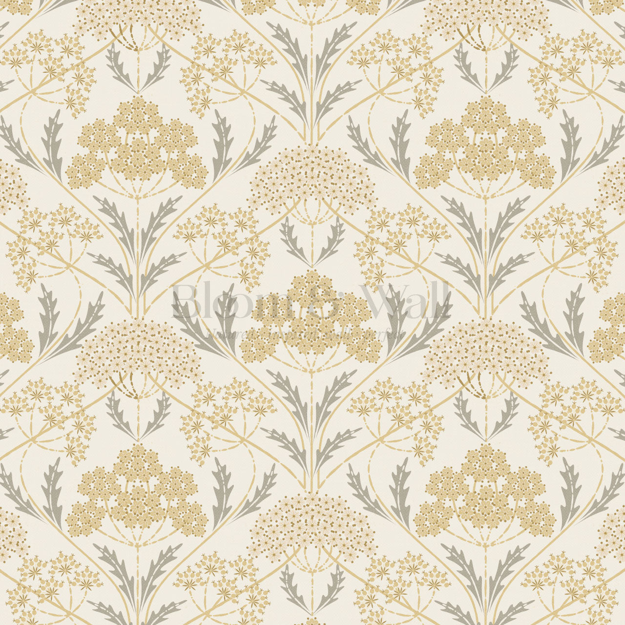 Eolia Vintage Botanical Damask Gold Wallpaper