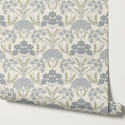 Eolia Vintage Botanical Damask Dove Wallpaper