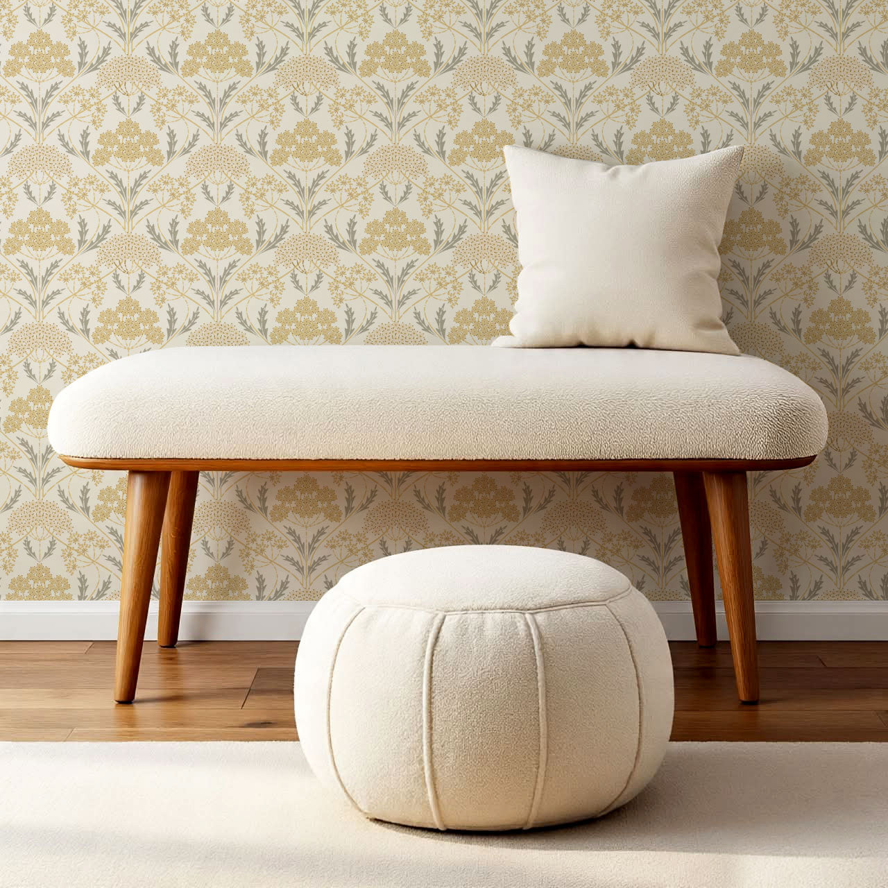 Eolia Vintage Botanical Damask Gold Wallpaper