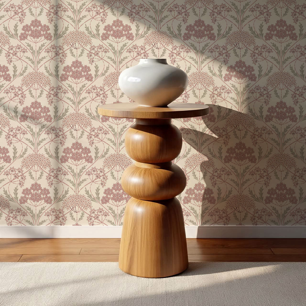 Eolia Vintage Botanical Damask Mauve Wallpaper