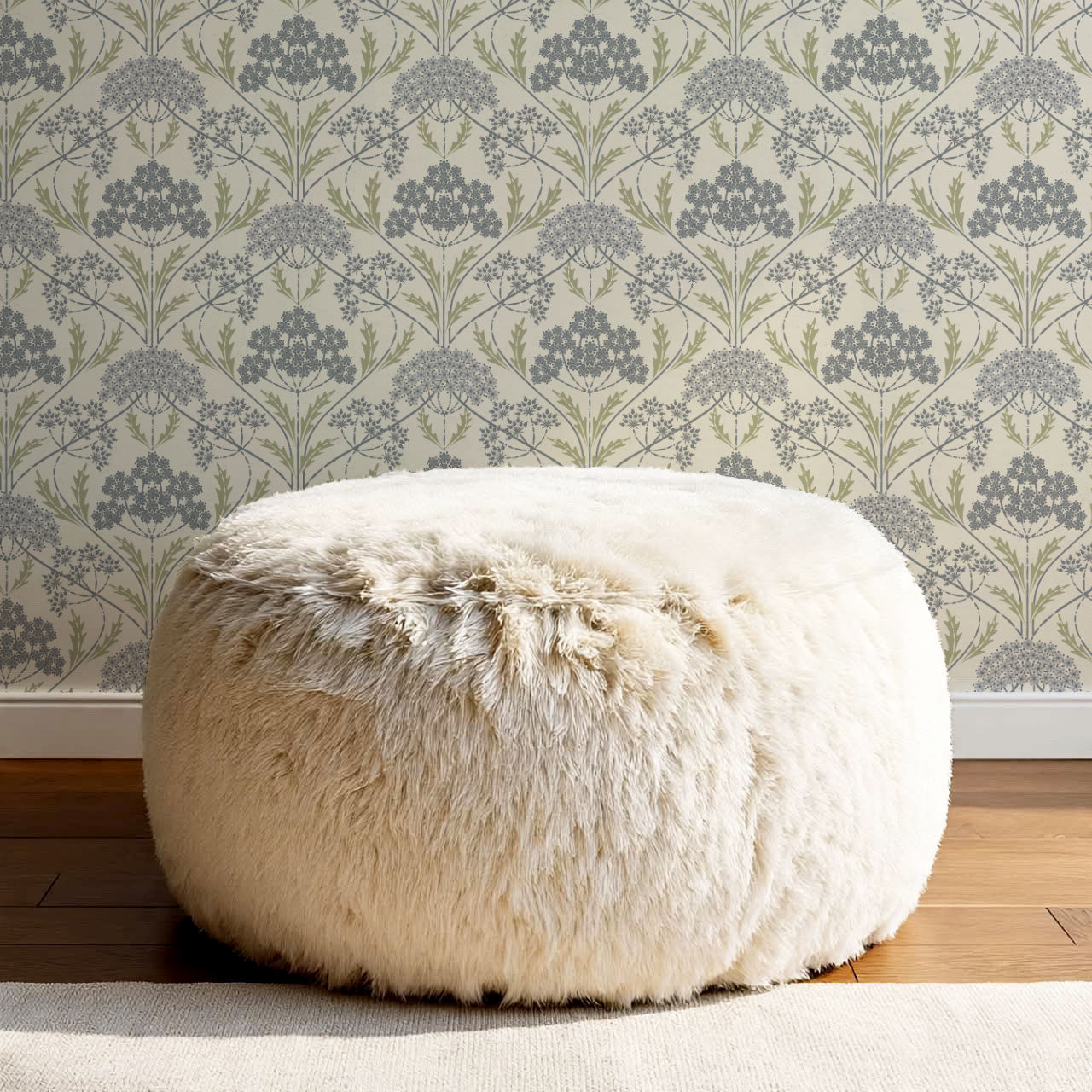 Eolia Vintage Botanical Damask Dove Wallpaper