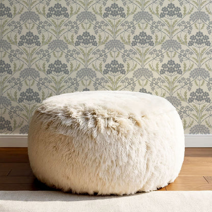 Eolia Vintage Botanical Damask Dove Wallpaper