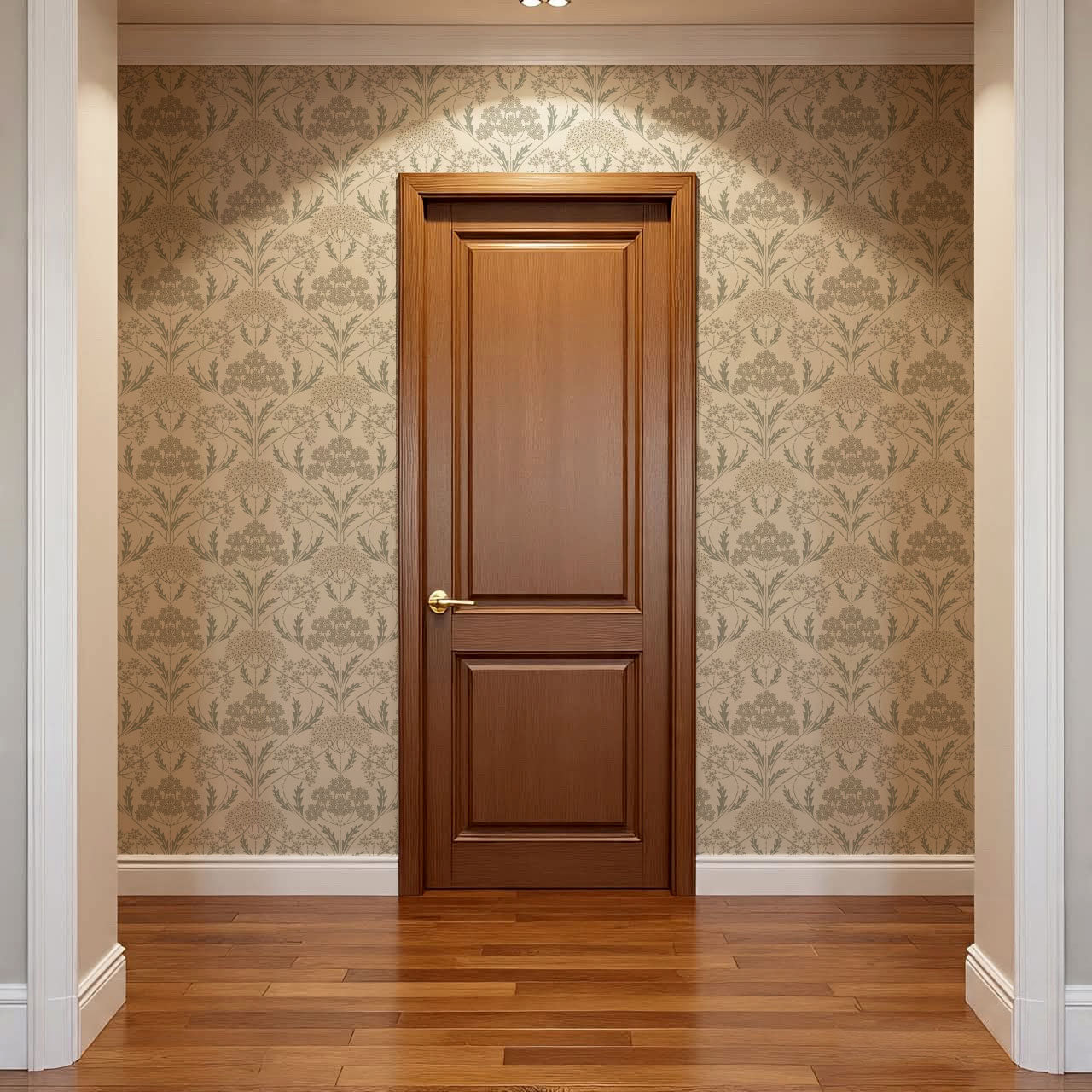Eolia Vintage Botanical Damask Pale Sage Wallpaper