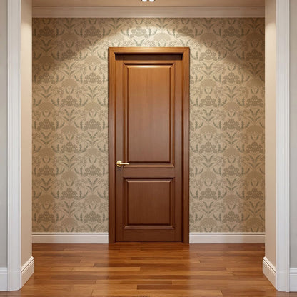 Eolia Vintage Botanical Damask Pale Sage Wallpaper