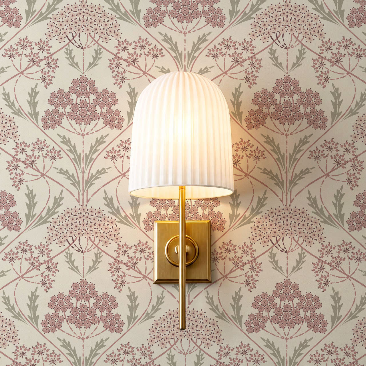 Eolia Vintage Botanical Damask Mauve Wallpaper