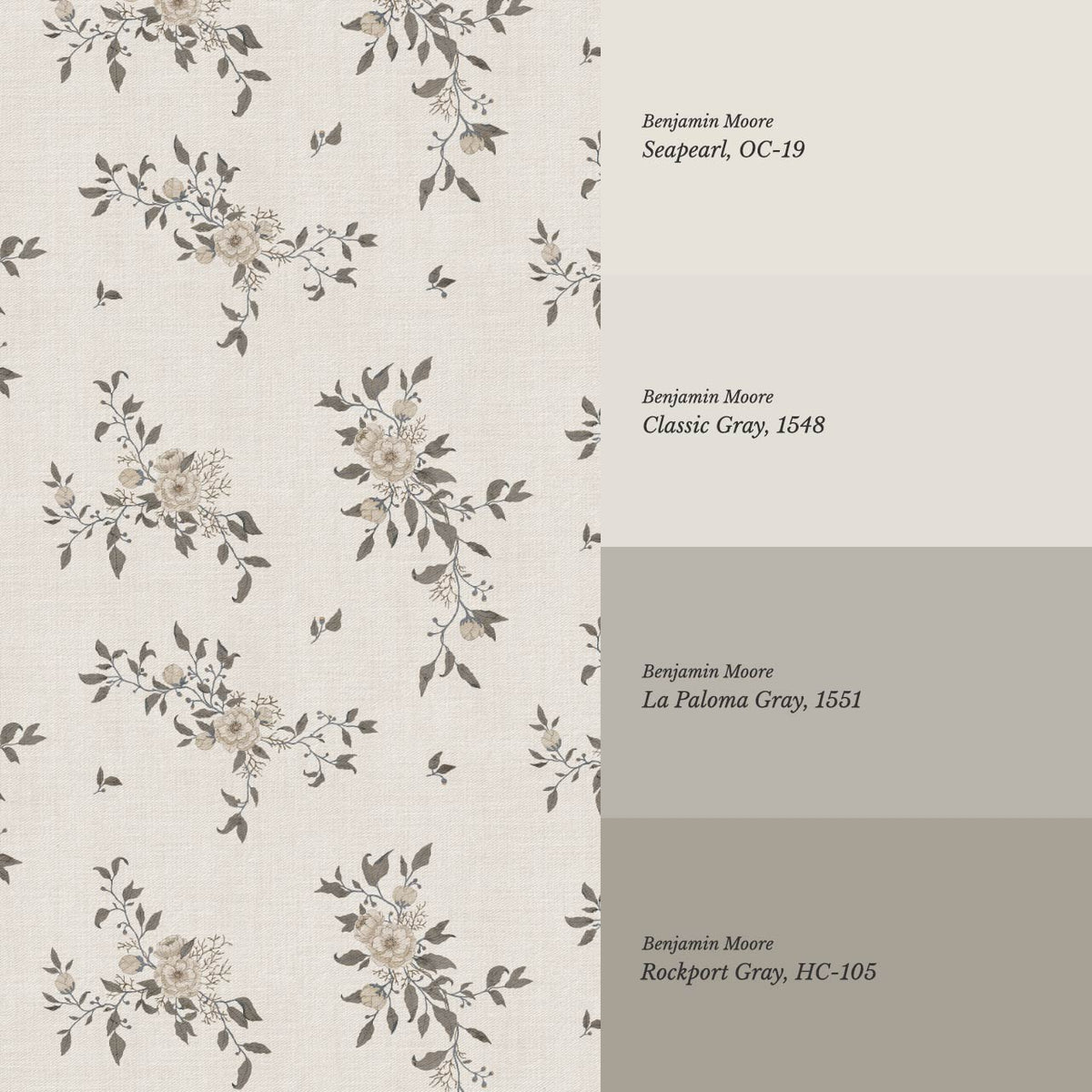 Ercilia Garden Heirloom Linen Taupe Dark Stone Wallpaper