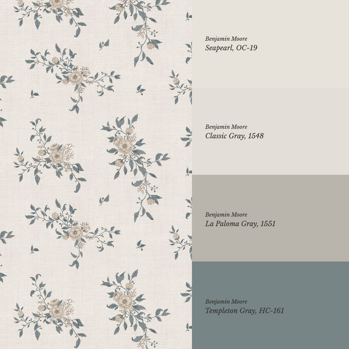 Ercilia Garden Heirloom Taupe Stone Slate Ocean Wallpaper