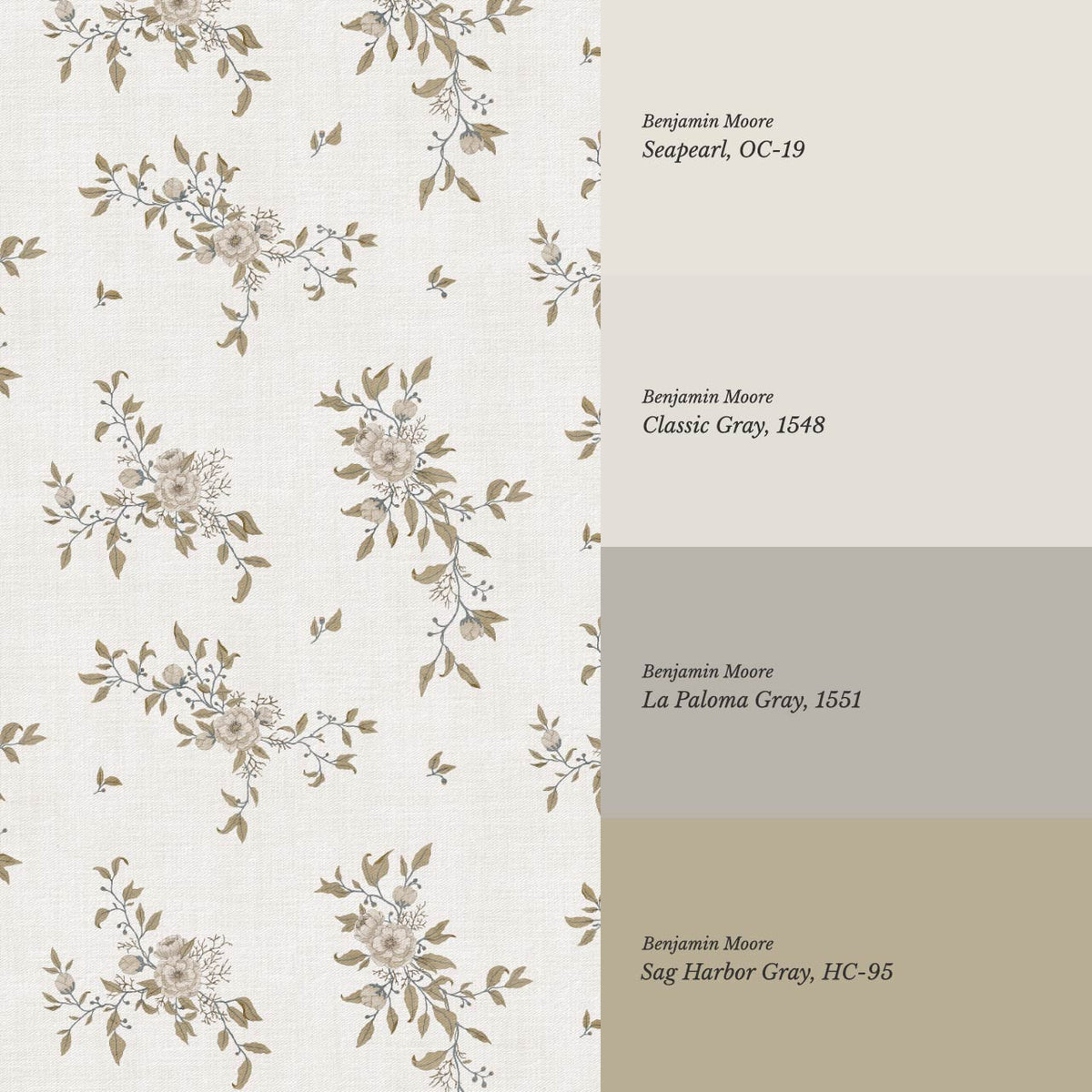 Ercilia Garden Heirloom Linen Taupe Olive Wallpaper