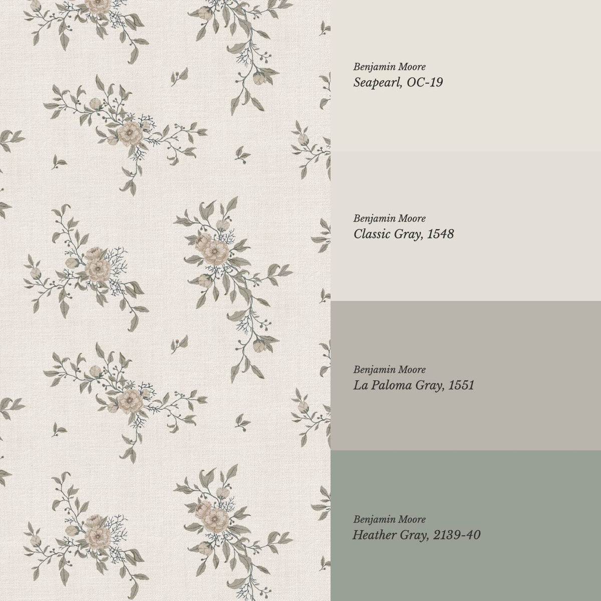 Ercilia Garden Heirloom Neutral Linen Sage Wallpaper