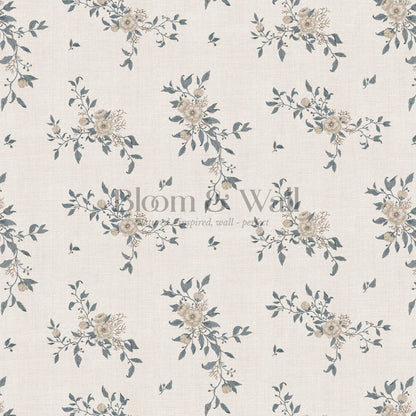 Ercilia Garden Heirloom Taupe Stone Slate Ocean Wallpaper