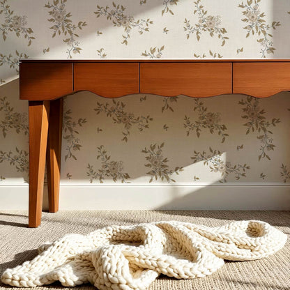 Ercilia Garden Heirloom Linen Taupe Olive Wallpaper