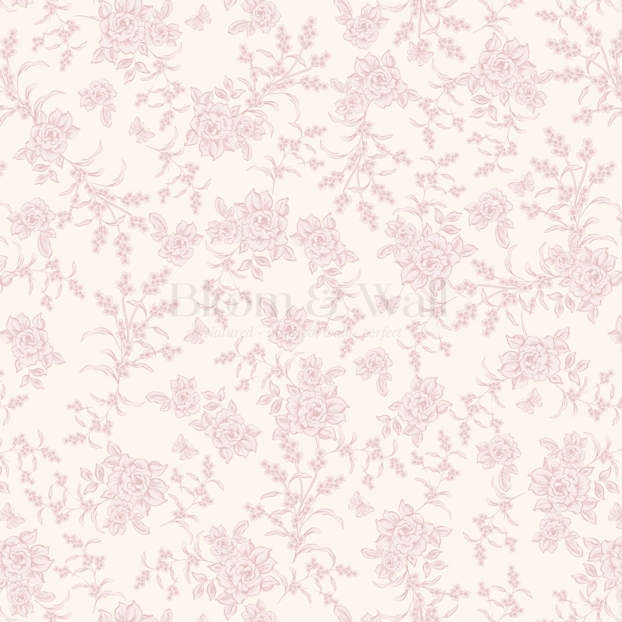 Esmeralda Rose Toile Pink Wallpaper