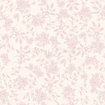Esmeralda Rose Toile Pink Wallpaper