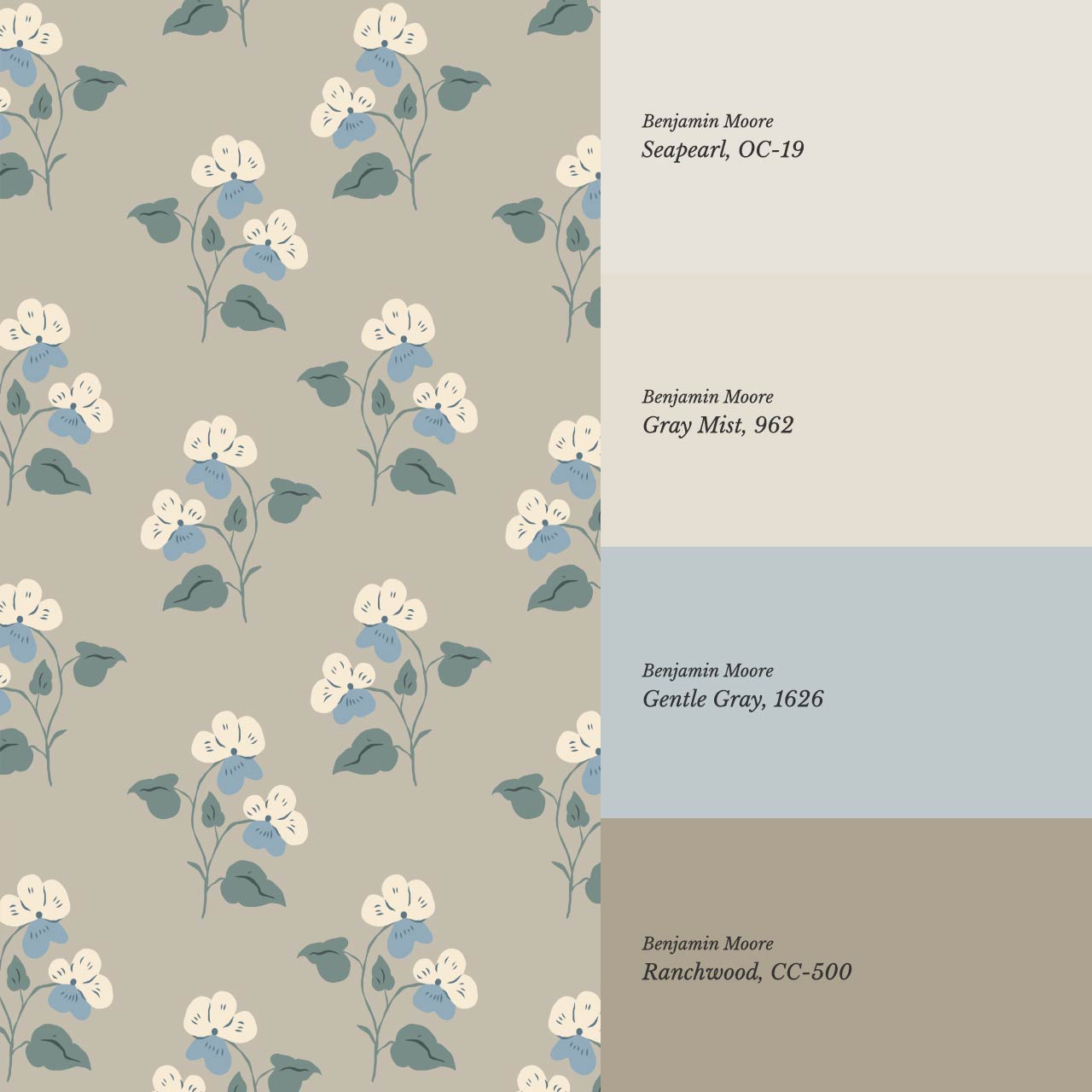 Estefania Pansy Love  Dusky Taupe Wallpaper