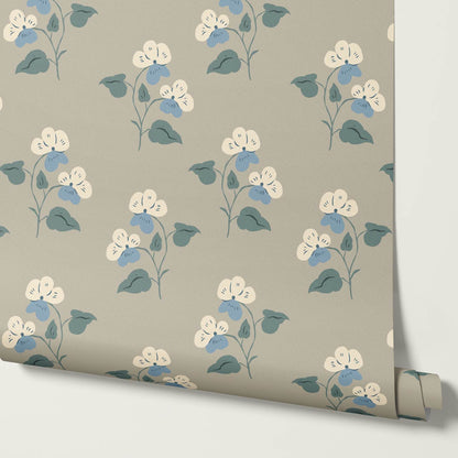 Estefania Pansy Love  Dusky Taupe Wallpaper