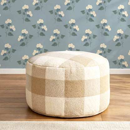 Estefania Pansy Love Duck Egg Cream Wallpaper