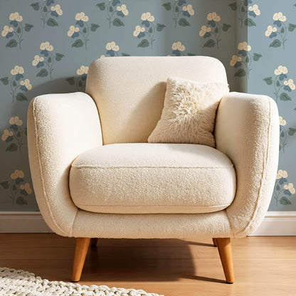 Estefania Pansy Love Duck Egg Cream Wallpaper