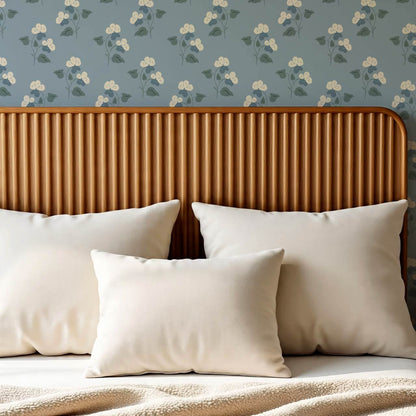 Estefania Pansy Love Duck Egg Cream Wallpaper