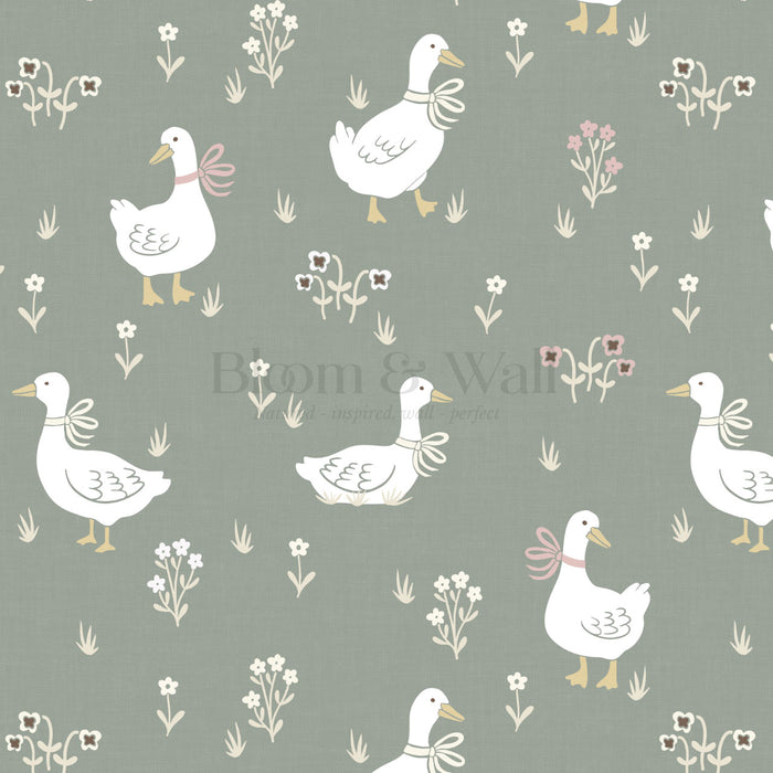 Estella Silly Goose Sage Wallpaper – Bloom & Wall