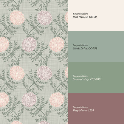 Esther Chambray Dahlia Blush Wallpaper