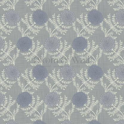 Esther Chambray Dahlia Slate Wallpaper