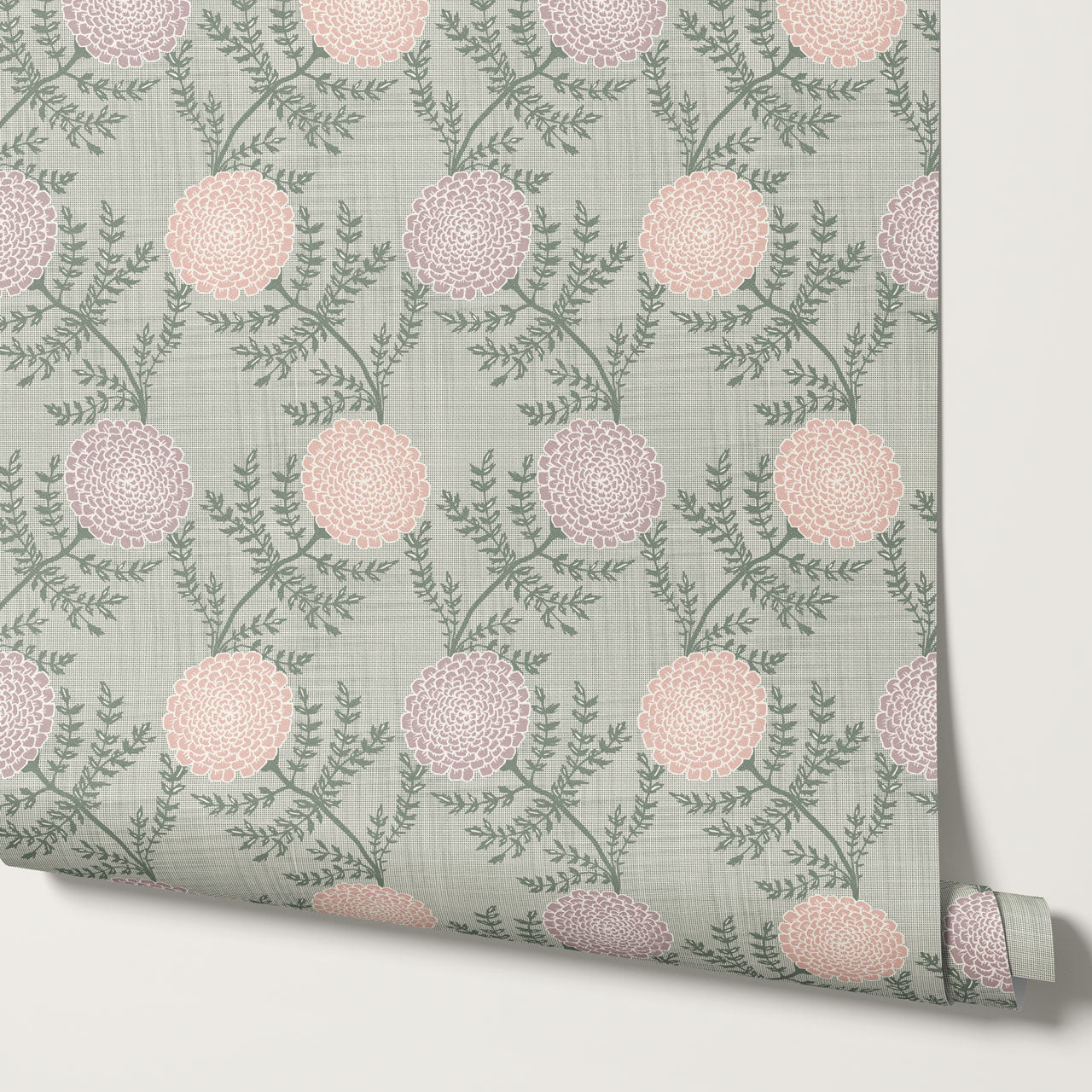 Esther Chambray Dahlia Blush Wallpaper