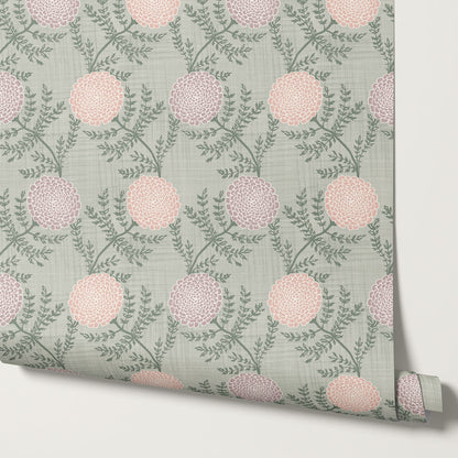 Esther Chambray Dahlia Blush Wallpaper