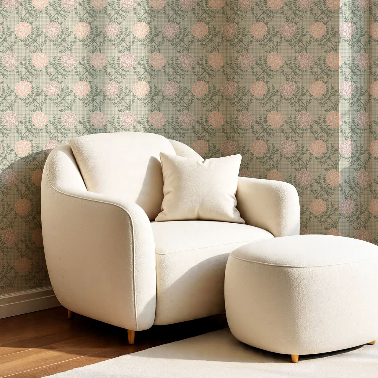 Esther Chambray Dahlia Blush Wallpaper