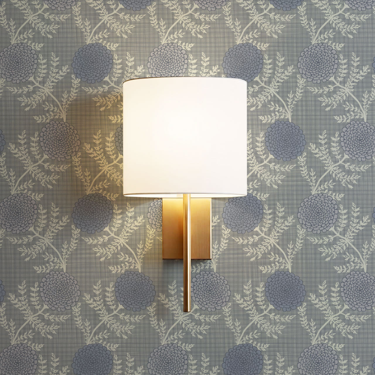 Esther Chambray Dahlia Slate Wallpaper