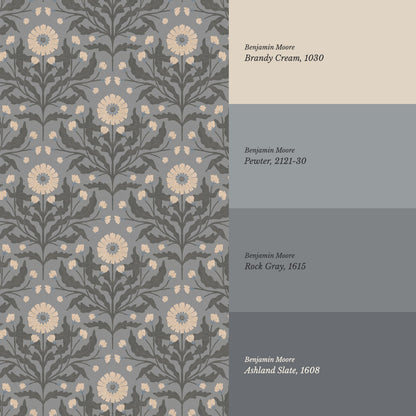 Ettamillia Blooms Slate Wallpaper