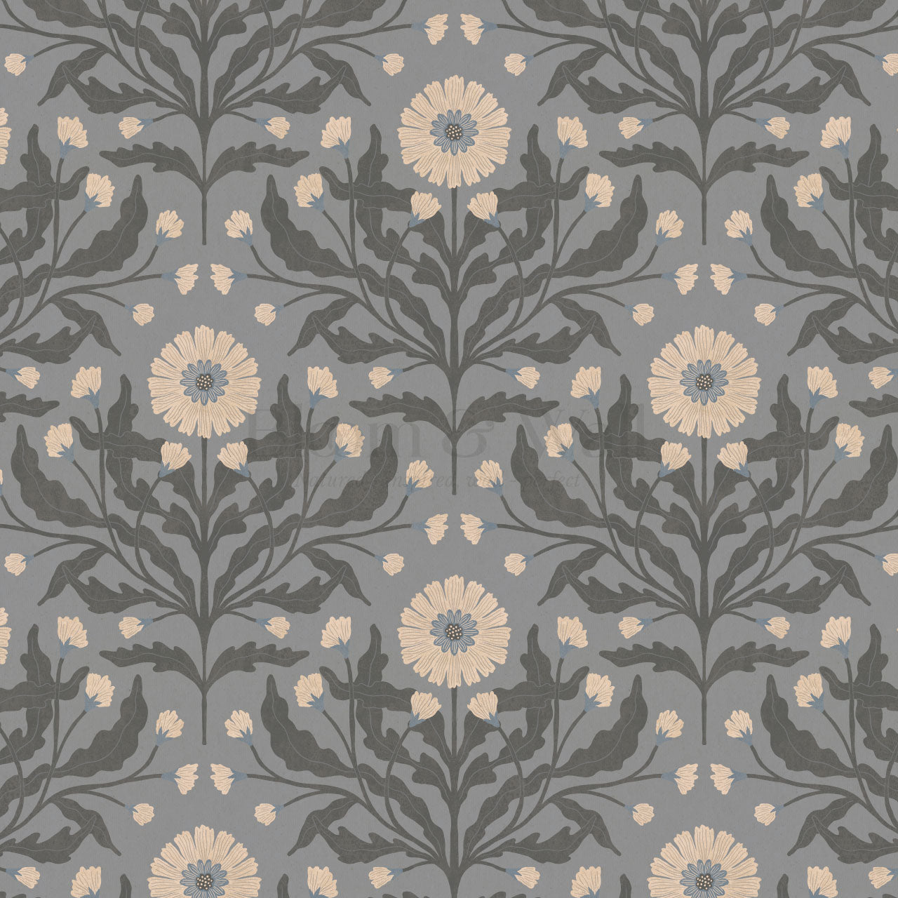 Ettamillia Blooms Slate Wallpaper