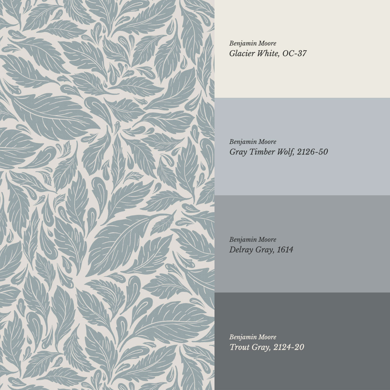Eulalie Chateau Foliage French Blue Cream Wallpaper