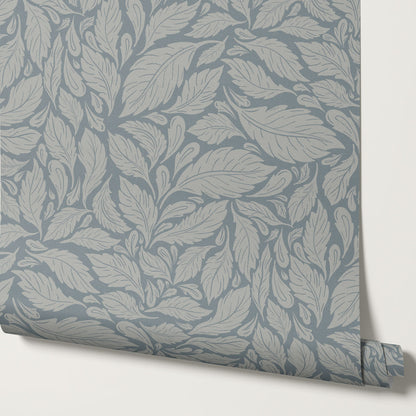 Eulalie Chateau Foliage Slate Gray Wallpaper