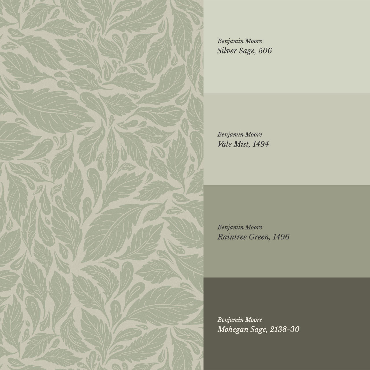 Eulalie Chateau Foliage Sage Taupe Wallpaper