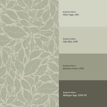 Eulalie Chateau Foliage Sage Taupe Wallpaper