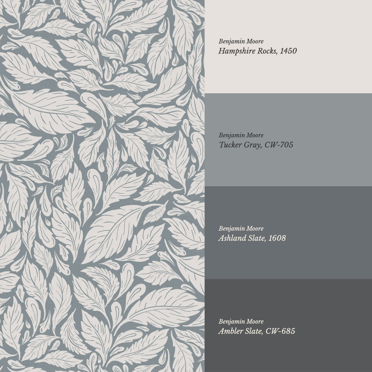 Eulalie Chateau Foliage Slate Wallpaper